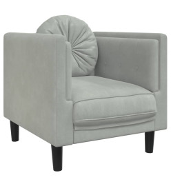 Fauteuil avec coussin gris clair Velours