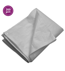 Bâche 260 g/m² 6x12 m Gris PEHD