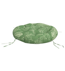 Coussin rond à motif de feuilles Ø 60 x11 cm tissu oxford