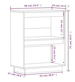 Armoire console Blanc 60x34x75 cm Bois de pin solide