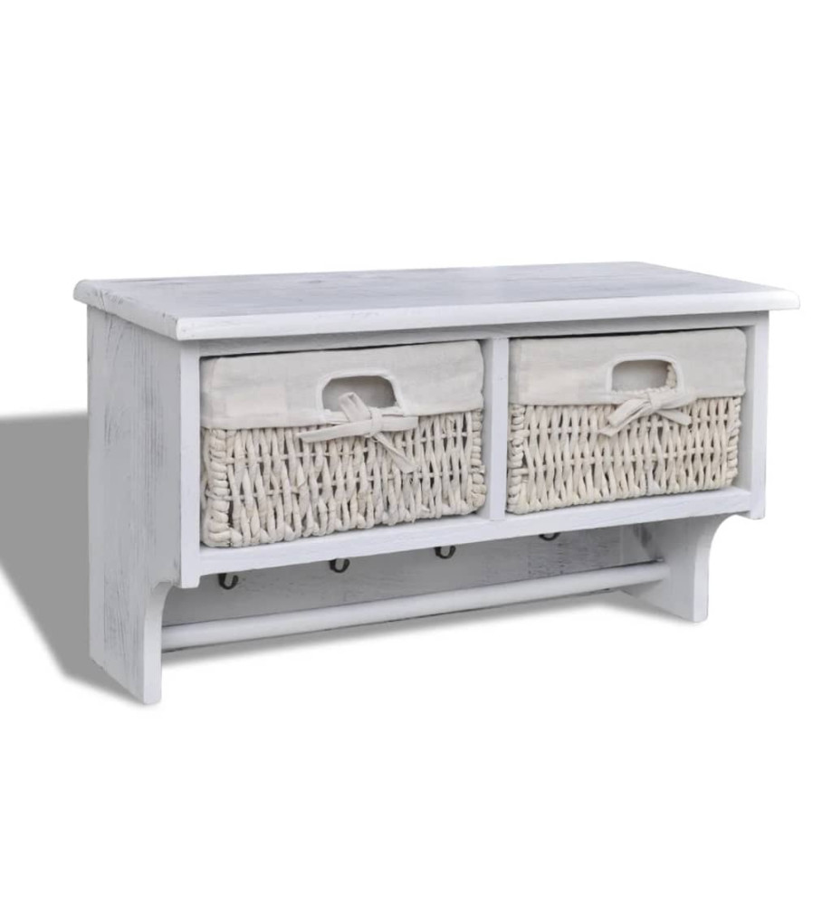 Porte-manteau Blanc 60x23,5x33 cm Bois de Paulownia Porte-manteau Blanc 60x23,5x33 cm Bois de Paulownia