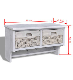Porte-manteau Blanc 60x23,5x33 cm Bois de Paulownia