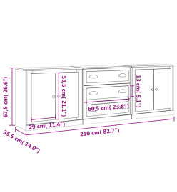 Buffets 3 pcs Chêne sonoma Bois d'ingénierie