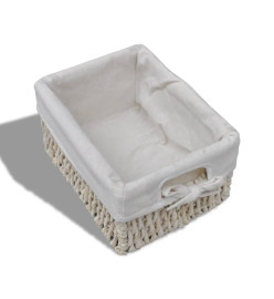 Étagère de rangement en bois 5 paniers en tissage Blanc