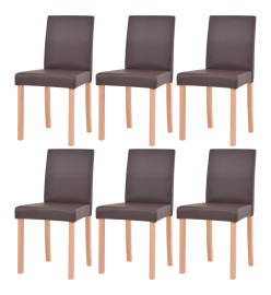 Table et chaises 7 pcs Cuir synthétique Chêne Marron