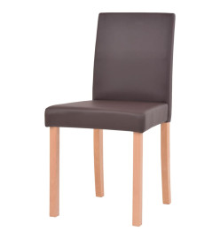 Table et chaises 7 pcs Cuir synthétique Chêne Marron