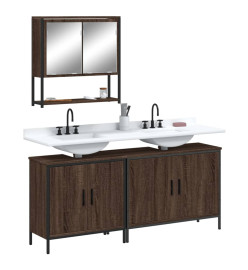 Ensemble de meubles de salle de bain 3 pcs Chêne marron