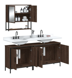 Ensemble de meubles de salle de bain 3 pcs Chêne marron