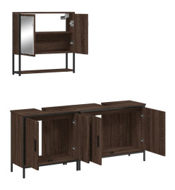 Ensemble de meubles de salle de bain 3 pcs Chêne marron