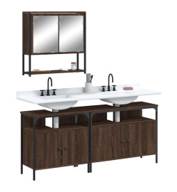 Ensemble de meubles de salle de bain 3 pcs Chêne marron