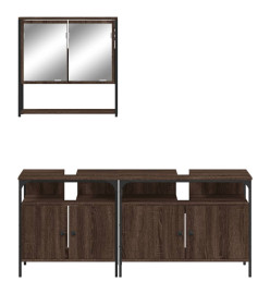 Ensemble de meubles de salle de bain 3 pcs Chêne marron