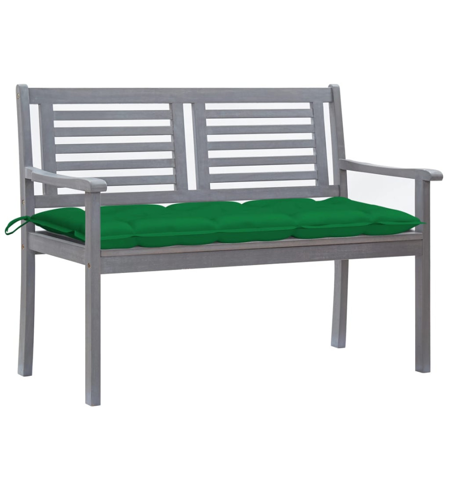 Banc de jardin 2 places avec coussin 120 cm Gris Eucalyptus