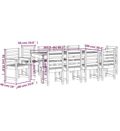 Ensemble à dîner de jardin 11 pcs noir bois massif de pin