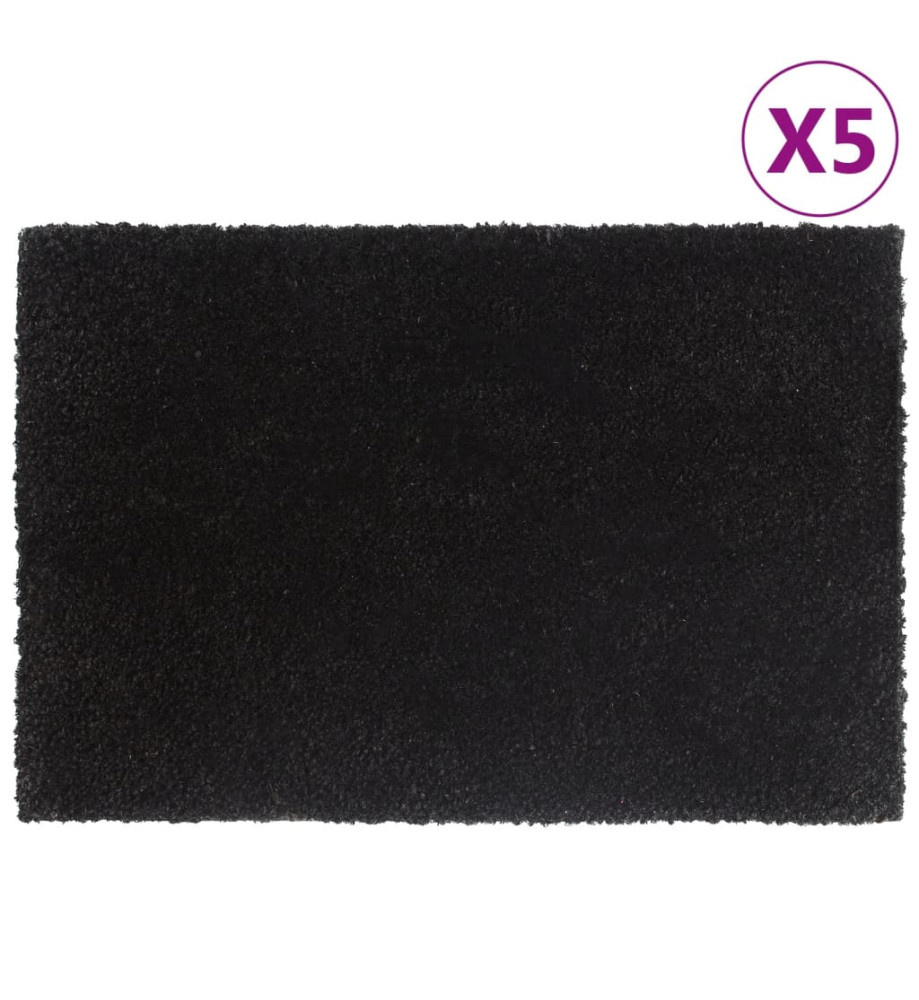 Tapis de porte 5 pcs noir 40x60 cm fibre de coco touffeté