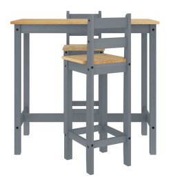 Ensemble de bar 3 pcs Gris Bois de pin massif