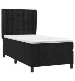 Lit à sommier tapissier avec matelas Noir 100x200 cm Velours