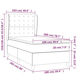 Lit à sommier tapissier avec matelas Noir 100x200 cm Velours