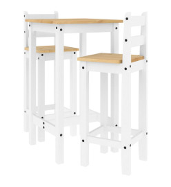 Ensemble de bar 3 pcs Blanc Bois de pin massif