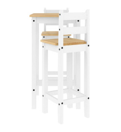 Ensemble de bar 3 pcs Blanc Bois de pin massif