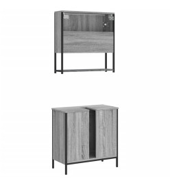 Ensemble de meubles de salle de bain 2 pcs Sonoma gris