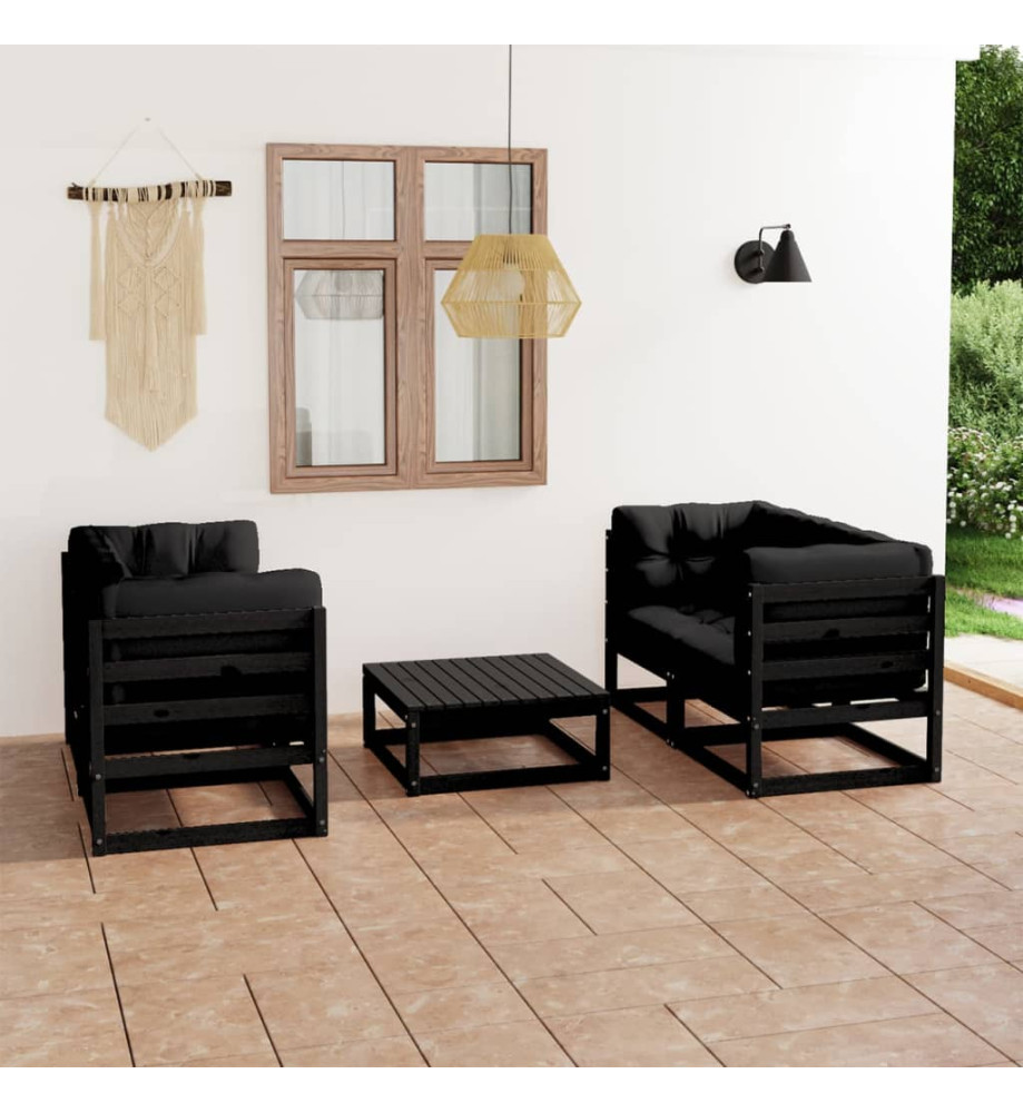 Salon de jardin 5 pcs avec coussins Bois de pin massif