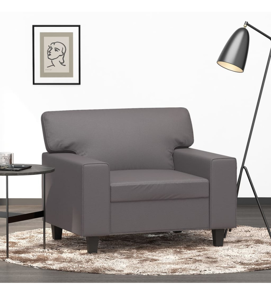 Fauteuil Gris 60 cm Similicuir