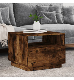 Table basse avec lumières LED chêne fumé 50x49x40 cm