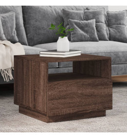 Table basse avec lumières LED chêne marron 50x49x40 cm