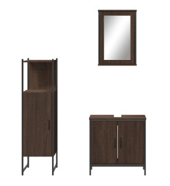 Ensemble de meubles de salle de bain 3 pcs Chêne marron