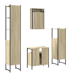 Ensemble de meubles de salle de bain 4 pcs chêne sonoma