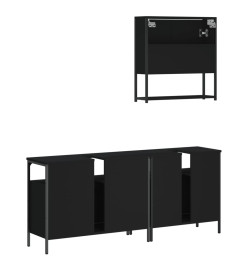 Ensemble de meubles salle de bain 3 pcs noir bois d'ingénierie