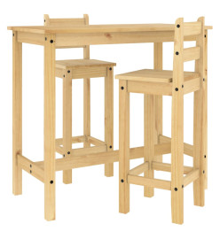 Ensemble de bar 3 pcs Bois de pin massif