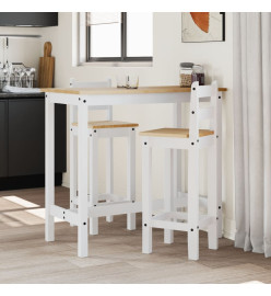 Ensemble de bar 3 pcs Blanc Bois de pin massif