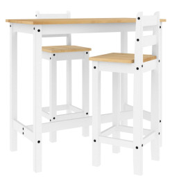 Ensemble de bar 3 pcs Blanc Bois de pin massif