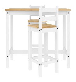 Ensemble de bar 3 pcs Blanc Bois de pin massif