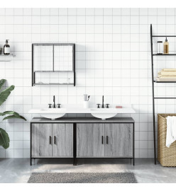 Ensemble de meubles de salle de bain 3 pcs Sonoma gris