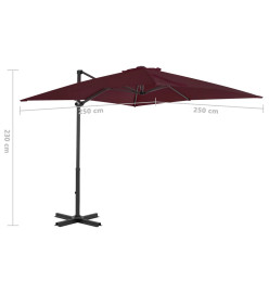 Parasol déporté avec mât en aluminium Bordeaux 250x250 cm