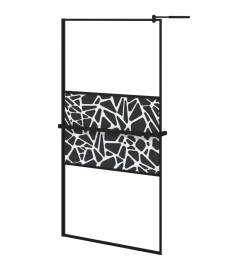 Paroi de douche avec étagère Noir 100x195cm Verre ESG&Aluminium