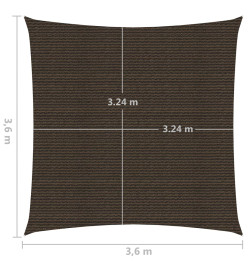 Voile d'ombrage 160 g/m² Marron 3,6x3,6 m PEHD