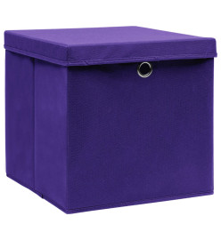 Boîtes de rangement et couvercles 4 pcs Violet 32x32x32cm Tissu