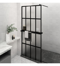 Paroi de douche avec étagère Noir 100x195cm Verre ESG&Aluminium