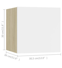 Meubles TV muraux 8 pcs Blanc et chêne sonoma 30,5x30x30 cm