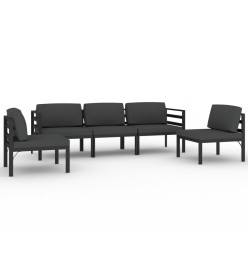 Salon de jardin 5 pcs avec coussins Aluminium Anthracite