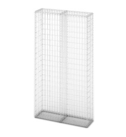 Mur de gabion avec pierres de verre et lampe LED 100x30x150 cm