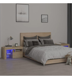 Tables de chevet 2 pcs lumières LED Chêne sonoma 70x36,5x40 cm