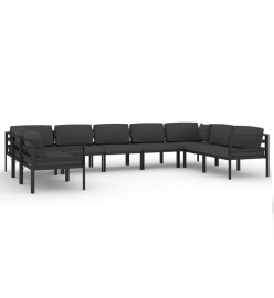 Salon de jardin 9 pcs avec coussins Aluminium Anthracite