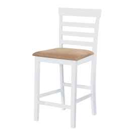 Jeu de table et chaise de bar 5pcs Bois massif Naturel et blanc