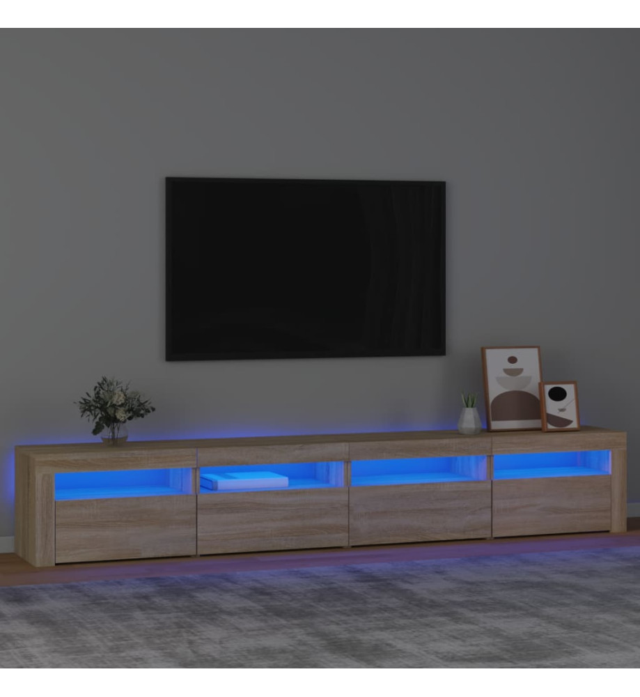 Meuble TV avec lumières LED Chêne sonoma 240x35x40 cm