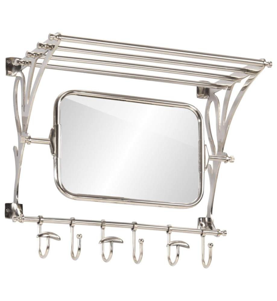 Porte-bagages avec cintres et miroir mural aluminium Porte-bagages avec cintres et miroir mural aluminium