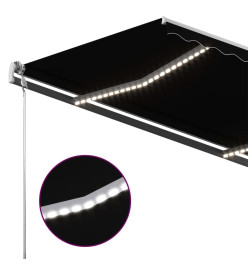 Auvent manuel rétractable avec LED 400x300 cm Anthracite